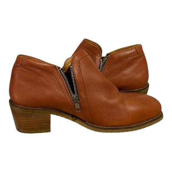 Xena By Nisolo Leather Heeled Booties Women's 10.5 Cognac Brown Chelsea Boots - Picture 6 of 7